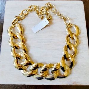 NEW-Store Sample-Gold tone Link Statement Necklace